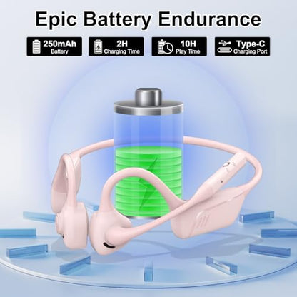 Open Ear Bluetooth Headphones (Pink) - color: Pink