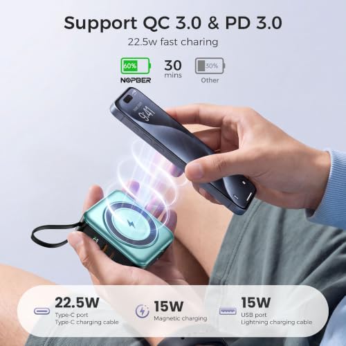 10000mAh Portable Charger Power Bank Built in Cables&Wall Plug - color: Green