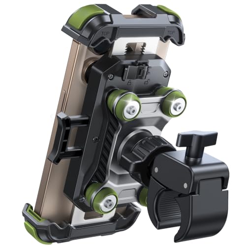 JOYROOM Motorcycle Phone Mount Holder with Dual Vibration Dampener - color: Green