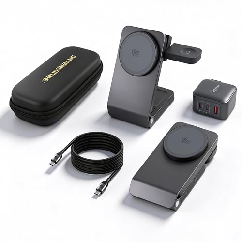 Travel Wireless Charger, 3-in-1 Charging Station, 25W Wireless Charger, Foldable,TEC Active Cooling, for iPhone 18/17, Apple Watch, AirPods(Within 2C1A Charger+6Ft Cable)