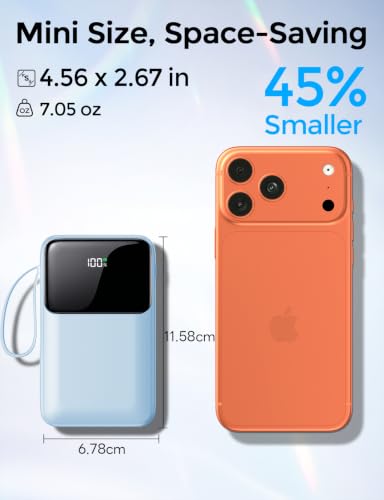 15000mAh Portable Charger Power Bank, Smaller Built-in 4 Cables SkyBlue - color: SkyBlue