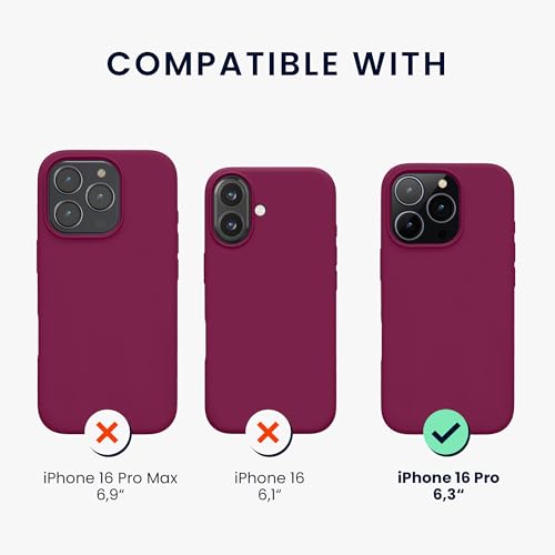 kwmobile Case Compatible with Apple iPhone 16 Pro Case - TPU Silicone Phone Cover with Soft Finish - Pomegranate Red - color: pomegranate red, size: iPhone 16 Pro