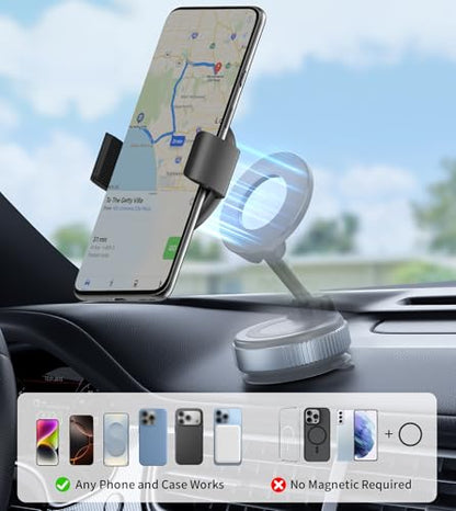 TONEOF Phone Clamp for Magnet with Metal Ring Phone Mount for Magsafe Stand - color: Black