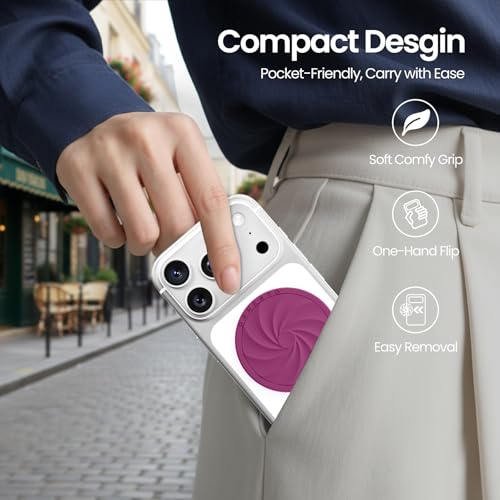 ORNARTO Vortuxe for MagSafe Phone Grip with Kickstand, Fuchsia - color: Fuchsia