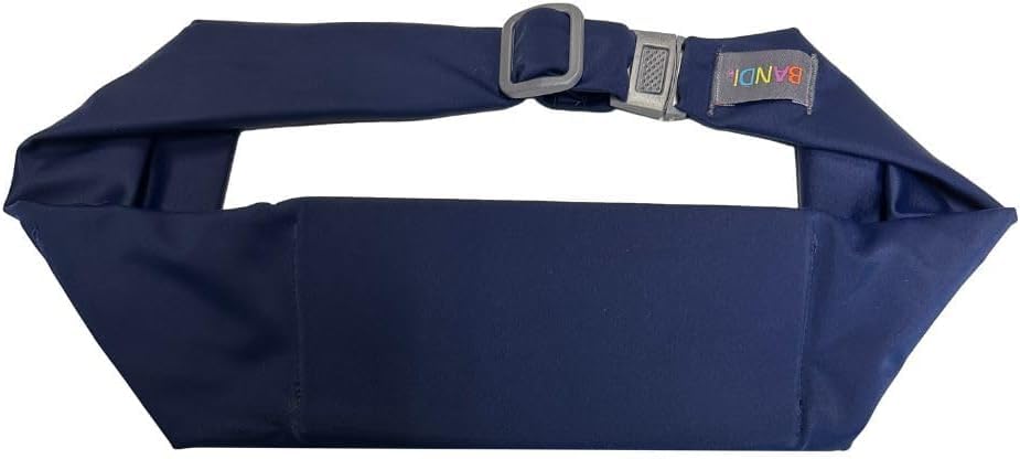 BANDI Running Belt for Women & Men – USA Made No-Bounce Adjustable Waist Pack & Secure Fanny Pack – Fits All Phones, Gels & Essentials – Zipper-Free, Medical Device Friendly - color: Navy Blue