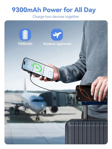 NEWDERY 9300mAh Battery Case for iPhone Air Fast Wireless Charging Case | Portable Protective Wireless,Support Carplay,6.5inch Rechargeable Battery Charger Cover,USB-C Port,Black - size: iPhone 17 Air-9300mAh