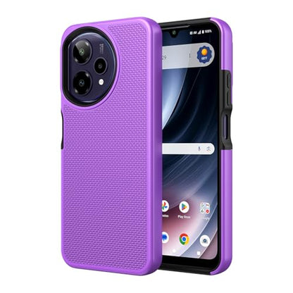 for Cricket Icon Plus 2026 (Plus Version Only) /AT&T Verge 2 Case with Tempered Glass Screen Protector,Dual Layer Heavy Duty Shockproof Protection (Purple) - color: Purple
