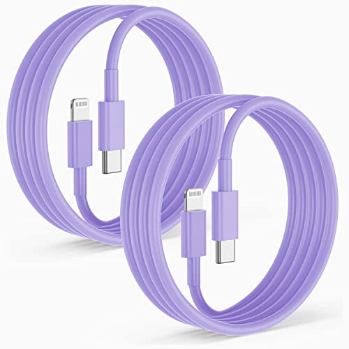 2 Pack Fast Charger Cable, 6ft USB-C to Lightning Cable, MFi Certified, Purple, for iPhone14/13/12/11 Pro Max/Mini/XR/XS, etc. - color: Purple, size: 6 feet