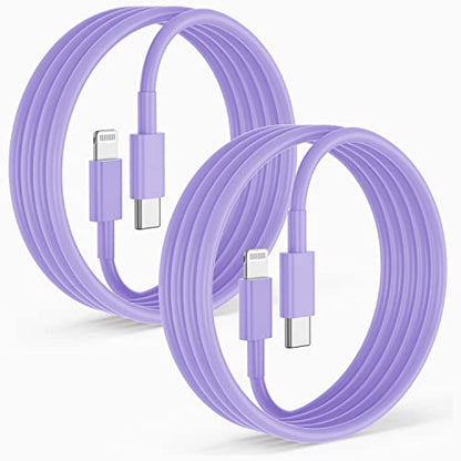 2 Pack Fast Charger Cable, 6ft USB-C to Lightning Cable, MFi Certified, Purple, for iPhone14/13/12/11 Pro Max/Mini/XR/XS, etc. - color: Purple, size: 6 feet