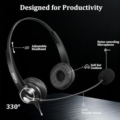 Callez Telephone Headset for Grandstream Avaya Panasonic Snom Ooma Phones - color: Silver