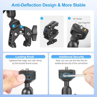Desk Camera Mount Clamp Magic Arm Kit with Cable Clip for MagSafe for iPhone, Magnetic Overhead Phone Mount, 22" Adjustable Camera Boom Arm with Secure Grip for Smartphone Webcam Action Camera Mic - size: MS09