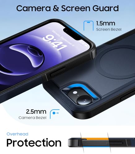 Magnetic for iPhone 17e Case Rugged Dual-Layer Shockproof Blue | Military-Grade Heavy Duty Protection, Fit for Magsafe, Matte Finish Scratch Resistant Anti-Fingerprint Anti-Slip Phone Cover - color: Blue