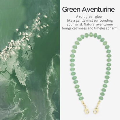 POSADINA Natural Stone Phone Charm, Beaded Healing Phone Wrist Strap, Handmade Cellphone Chain Lanyard with Tether Tab - color: Green Aventurine