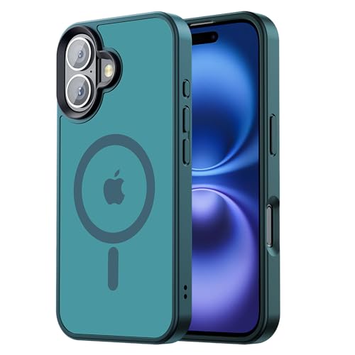 Tigowos Magnetic for iPhone 16 Case Fits MagSafe 16FT Drop Resistant Matte Skin Feeling Back Cover Shockproof Slim Fit for iPhone 16 Phone Case 6.1 inch,Turquoise Green - color: Turquoise Green, size: iPhone 16-6.1 inch