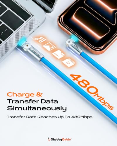 chubbycable RotateX 240W 180° Rotating USB C to USB C Cable, Blue, 3.3ft - color: Blue, size: 3.3ft (1m)