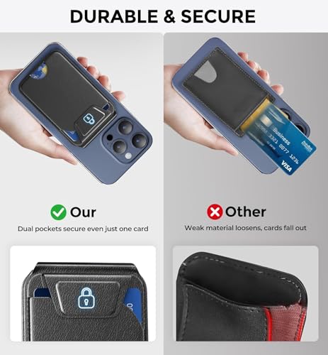 Magnetic Phone Wallet, 5 Card Holder with Adjustable Stand for iPhone 17-12