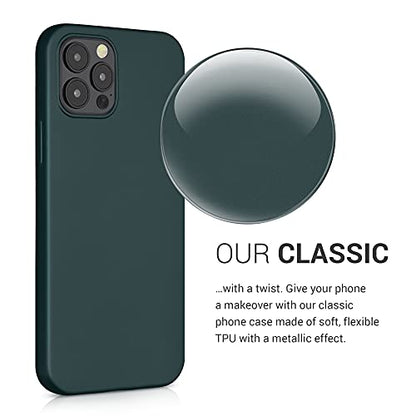 kwmobile Case Compatible with Apple iPhone 12 / iPhone 12 Pro Case - Soft Slim Metallic TPU Silicone Cover - Metallic Teal - color: metallic teal