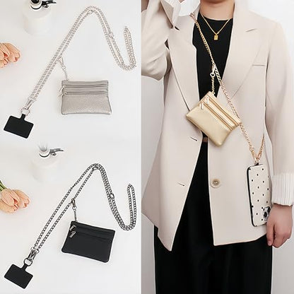 Clip and Go Strap for Phone with Wallet Crossbody - color: Sliver