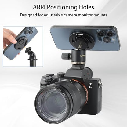 UTEBIT Phone Magnetic Tripod Holder Mount for MagSafe, iPhone Tripod Mount Adapter with Arca Base & 1/4" Screw Hole, Magnetic Phone Tripod Holder Adapter for iPhone 17/16/15/14/13/12 Series, Black - color: Magnetic Tripod New