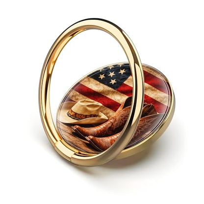 Cell Phone Ring Holder, Cute Metal Phone Grip Stand Finger Ring Kickstand, Flexible 360°Rotation Phone Tablet Case Accessories Compatible with Most Phones Cowboy Boots Amercian Flag - color: Cowboy Boots Amercian Flag