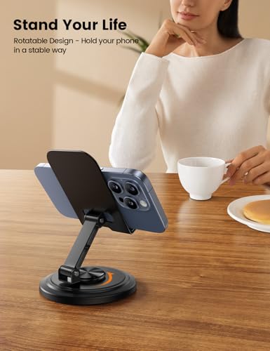 Lamicall 360° Rotation Cell Phone Stand for Desk, Sturdy Phone Holder - color: Black