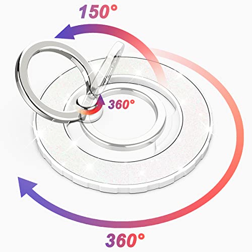 Magnetic Phone Ring Holder for magsafe, Glitter Magnetic Grip Compatible with iPhone 17 16 15 14 13 12 Pro max,Pro,Plus,Mini Mag Safe Accessories,Adjustable Kickstand,White - color: Glitter White