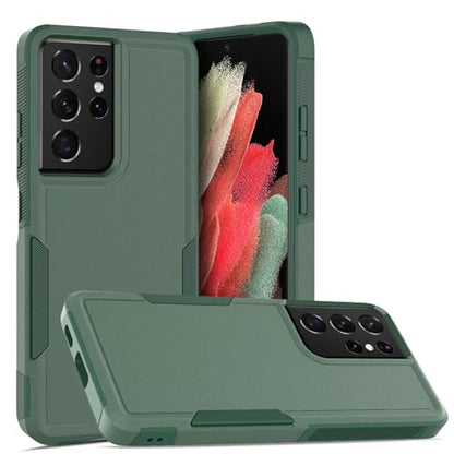 for Samsung Galaxy S21 Ultra Case: Dual Layer Protective Heavy Duty Cell Phone Cover Shockproof Rugged with Screen Protector - Military Protection Bumper Tough - Samsung Galaxy S21 Ultra, Dark Green - color: Dark Green (PC) + Dark Green (TPU)