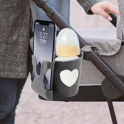 2 in 1 Stroller Cup Holder with Phone Holder, Drink Cup Bottle Holder Easy to Install Practical Cup Phone Holder Bottle Holder for Stroller Bike, Wheelchair/Walker