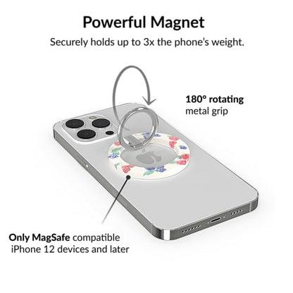 VELVET CAVIAR Compatible with MagSafe Phone Grip - Magnetic Ring Holder with Adjustable Stand - Removable MagSafe Accessories for iPhone 16, 15, 14, 13, 12 (Berry Baby) - color: Berry Baby