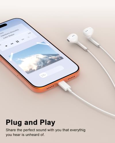 [Apple MFi Certified] USB C Headphones Wired for iPhone 17 16 15,Galaxy S26 - color: Silver+White