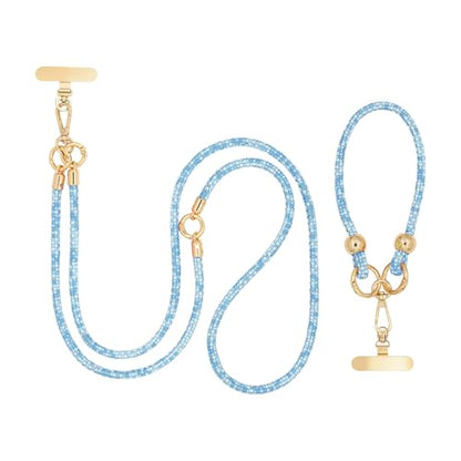 Crystal Phone Lanyard Crossbody and Wrist Strap Lanyard Rhinestone Anti-Theft Phone Strap Phone Neck Strap for Women - color: Blue