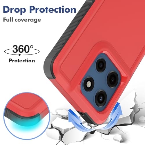 for Moto G Stylus 2025/2026 Case: Dual Layer Protective Heavy Duty Cell Phone Cover Shockproof Rugged with Screen Protector - Military Protection Bumper Tough - for G Stylus 2025/2026, Red - color: Red (PC) + Black (TPU)