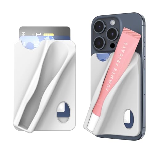 DOB SECHS Large Silicone Lip Holder with Card Holder Compatible with Summer Fridays, Tower 28, Laneige Lipstick Lip Glaze Phone Case Back Stick On Holder for iPhone and Android Smartphones,Grey - color: Grey, size: Large