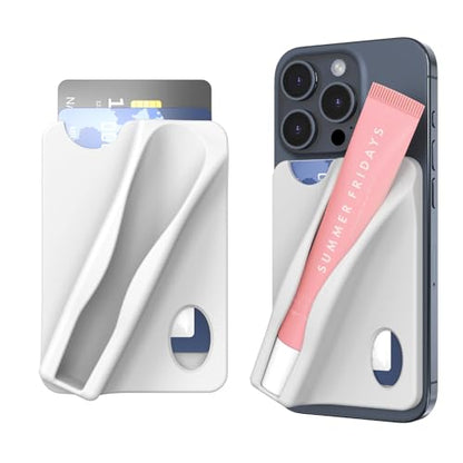 DOB SECHS Large Silicone Lip Holder with Card Holder Compatible with Summer Fridays, Tower 28, Laneige Lipstick Lip Glaze Phone Case Back Stick On Holder for iPhone and Android Smartphones,Grey - color: Grey, size: Large