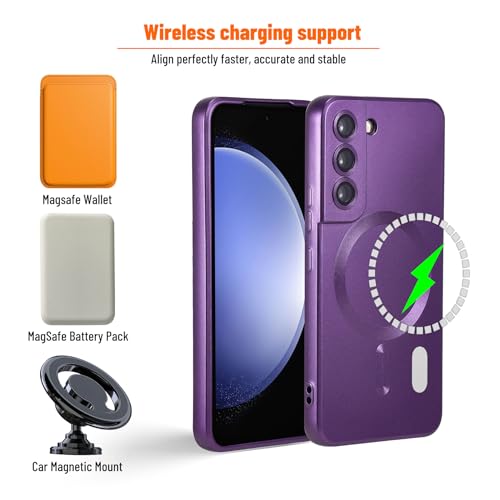 Magnetic Case for Samsung Galaxy S21, Soft Silicone with Camera Protection, Anti-Scratch Compatible with MagSafe, Purple - color: Purple, size: S21