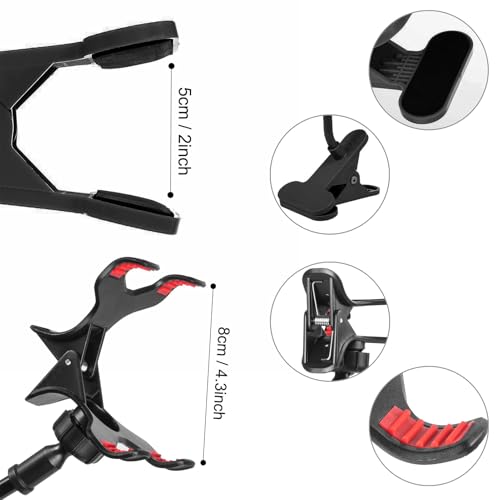 Gooseneck Phone Holder for Bed, Cell Phone Mount Clamp Clip, Flexible Long Arm Overhead Cellphone Mount, Bedside Lazy Bracket, Cellphone Stand for Desk, Table, Headboard(Black) - color: Black