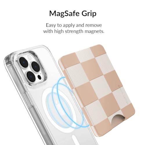 VELVET CAVIAR compatible with MagSafe Wallet - Magnetic Card Holder Wallet for iPhone 15/14/13/12 or Phone Cases compatible with MagSafe - Nude Vibe Checkered (Holds 1-3 Cards) - color: Nude Vibe Checkered
