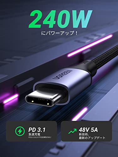 UGREEN 240W USB C to USB C Cable, Fast Charging USB C Cable for iPhone 17 Pro Max/16, Samsung Galaxy S25/S24, MacBook Pro/Air, iPad Pro/Air/Mini, Dell XPS, 6.6FT (Pack of 2) - size: 6.6FT (Pack of 2)