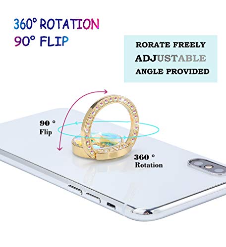 Glitter Bling Bling Phone Ring Holder,Sparkle Phone Ring Artificial Diamond Kickstand,Rhinestone Cell Phone Finger Ring Grip for Women for Almost All Phones,Pad(Gold) - color: Gold B
