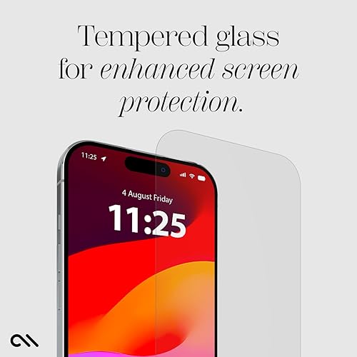 Case-Mate iPhone 15 Pro Screen Protector - 6.1 Inch - Anti-Scratch Tempered Glass with Shatter Protection - Durable 9H Glass with Touch Sensitivity, Ultra High Clarity, Case Friendly, Easy to Apply - size: iPhone 15 Pro