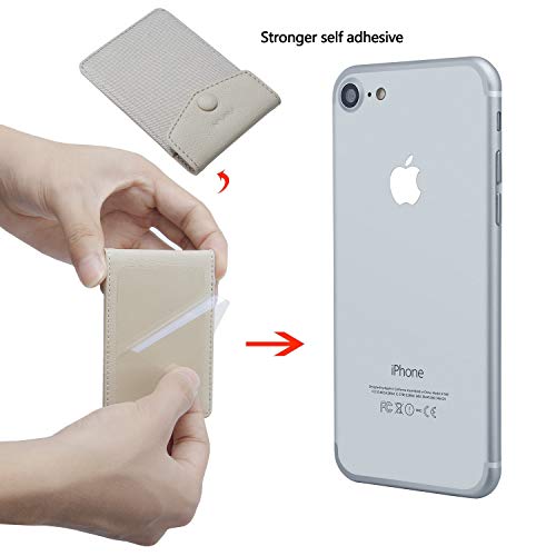 Ultra-Slim Self Adhesive Credit Card Leather Wallet - color: C:Beige