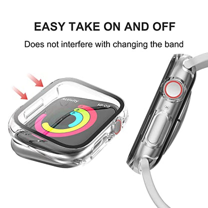 [12 Pack] Case Compatible with Apple Watch Series 9 8 7 41mm with Tempered Glass Screen Protector, Full Coverage Bumper Hard PC Protective Cover for iWatch Series 9 8 7 41mm Accessories | Ultra-Thin HD Tempered Glass Screen Protector Cover Scratch Resista