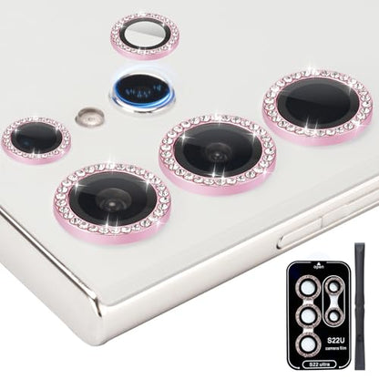 Camera Lens Protector for Samsung Galaxy S22 Ultra, Diamond Pink - color: Diamond Pink