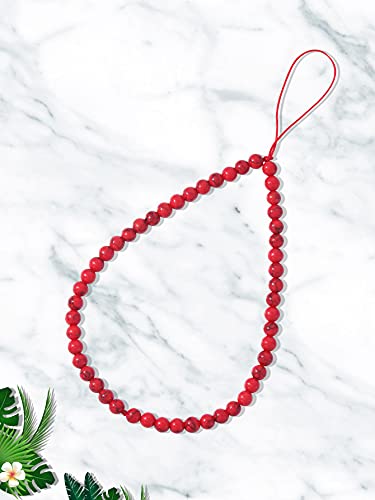 Natural Semi-Precious Gem Stones Beaded Phone Charm - style: Red Turquoise