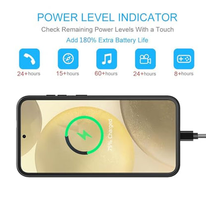 Battery Case for Galaxy S24, 10000mAh Portable Protective Wireless Charging Case Compatible with Galaxy S24 5G (6.2 inch) Rechargeable Extended Battery Pack Charger Cover with Carplay (Black) - size: Galaxy S24 -10000mAh