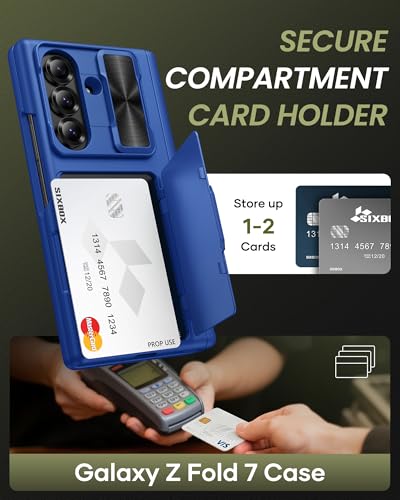 for Samsung Galaxy Z Fold 7 Case, Stand & Card Holder, Royal Blue - color: Navy Blue-Z
