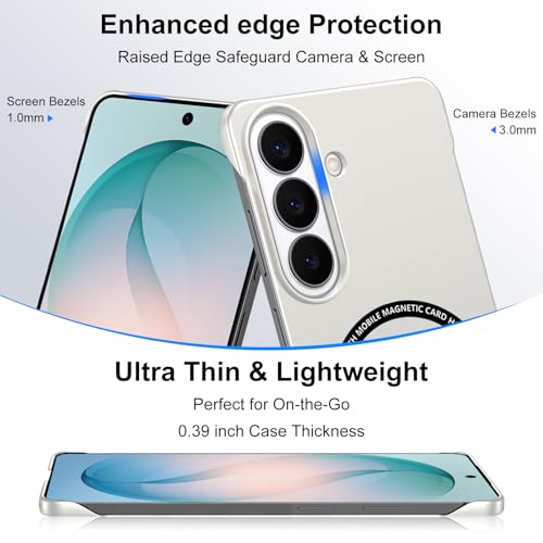 Frameless Slim Case for Samsung Galaxy S26 Plus, Silky Touch, Hard PC Matte Back, Exposed Sides Compatible with Mag-Safe, Anti-Scratch Shockproof Protective Cover for Samsung S26 Plus 5G (White) - color: White