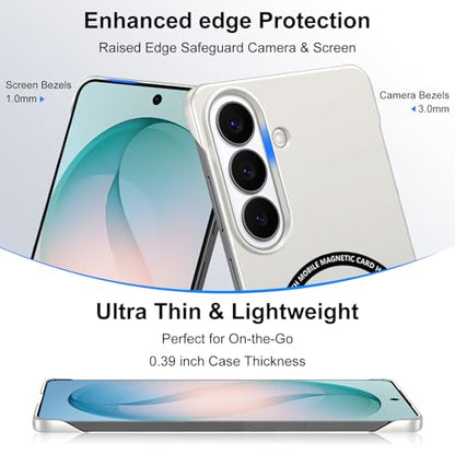 Frameless Slim Case for Samsung Galaxy S26 Plus, Silky Touch, Hard PC Matte Back, Exposed Sides Compatible with Mag-Safe, Anti-Scratch Shockproof Protective Cover for Samsung S26 Plus 5G (White) - color: White
