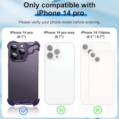 Frameless Phone Case Crafted for iPhone 14 Pro Purple - color: Aluminum Purple, size: iPhone 14 Pro