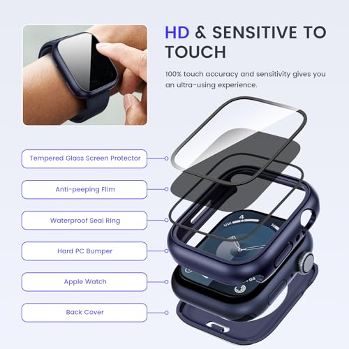 Goton Privacy Waterproof Case for Apple Watch 45mm Series 9/8/7 - color: Blue, size: 45mm